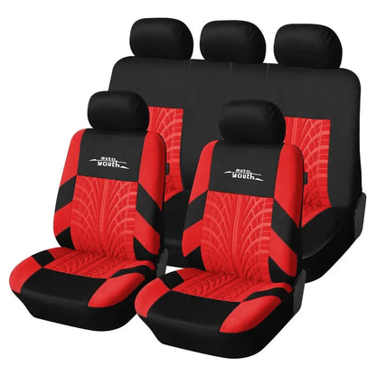 5 Seater Universal Car Seat Cover Full Set 3D Tire Print with Steering Wheel Cover Quick Install for Most Cars Trucks Suvs Easy No Dismantling Needed