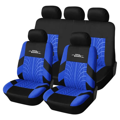 5 Seater Universal Car Seat Cover Full Set 3D Tire Print with Steering Wheel Cover Quick Install for Most Cars Trucks Suvs Easy No Dismantling Needed