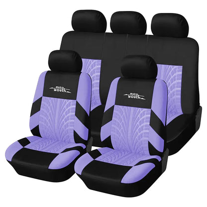 5 Seater Universal Car Seat Cover Full Set 3D Tire Print with Steering Wheel Cover Quick Install for Most Cars Trucks Suvs Easy No Dismantling Needed
