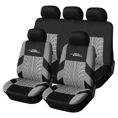 5 Seater Universal Car Seat Cover Full Set 3D Tire Print with Steering Wheel Cover Quick Install for Most Cars Trucks Suvs Easy No Dismantling Needed