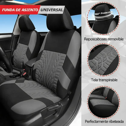 5 Seater Universal Car Seat Cover Full Set 3D Tire Print with Steering Wheel Cover Quick Install for Most Cars Trucks Suvs Easy No Dismantling Needed
